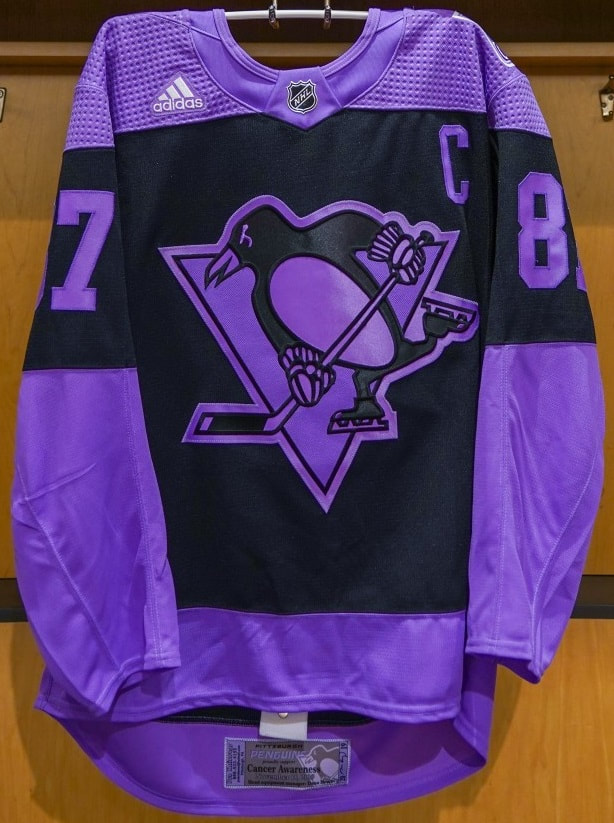 Pittsburgh Penguins on X: The Penguins will hold Hockey Fights Cancer  Awareness Night on Nov. 4. Players will wear commemorative jerseys during  warm-ups. Those jerseys, select sticks, and purple locker room nameplates