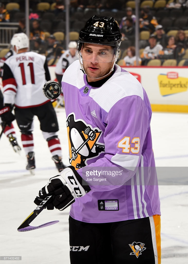 November 7, 2017 Pittsburgh Penguins Hockey Fights Cancer Pre-Game Warm-Up  Jerseys 